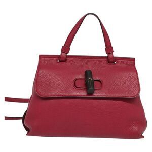 Gucci Bamboo Daily Top Handle Bag Leather Pink Leather Bag (Pre-Owned)